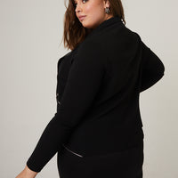 Curve Lightweight Zip Up Jacket Plus Size Outerwear -2020AVE