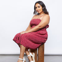 Curve Lumina Smocked Dress Plus Size Dresses Red 1XL -2020AVE