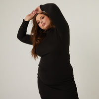 Curve Mock Neck Bodycon Dress Plus Size Dresses -2020AVE