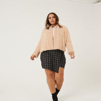 Curve Checkered Patterned Skort Plus Size Bottoms Black 1XL -2020AVE