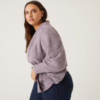Curve Chenille Shrug Cardigan Plus Size Outerwear Lavender 1XL -2020AVE