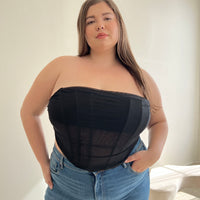 Plus Size Mesh Boned Corset Top Plus Size Tops -2020AVE