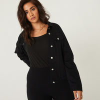 Curve Mesmerized Denim Jacket Plus Size Outerwear Black 1XL -2020AVE