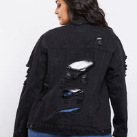 Curve Morgan Distressed Denim Jacket Plus Size Outerwear -2020AVE