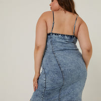 Curve Button Down Denim Dress Plus Size Dresses -2020AVE