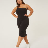 Curve One Shoulder Tank Dress Plus Size Dresses -2020AVE