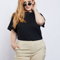 Curve Out and About Shorts Plus Size Bottoms Khaki 1XL -2020AVE