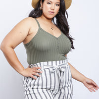 Curve Racer Back Tank Plus Size Tops Army Green 1XL -2020AVE