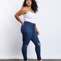 Curve Ripped Knee Skinny Jeans Plus Size Bottoms -2020AVE