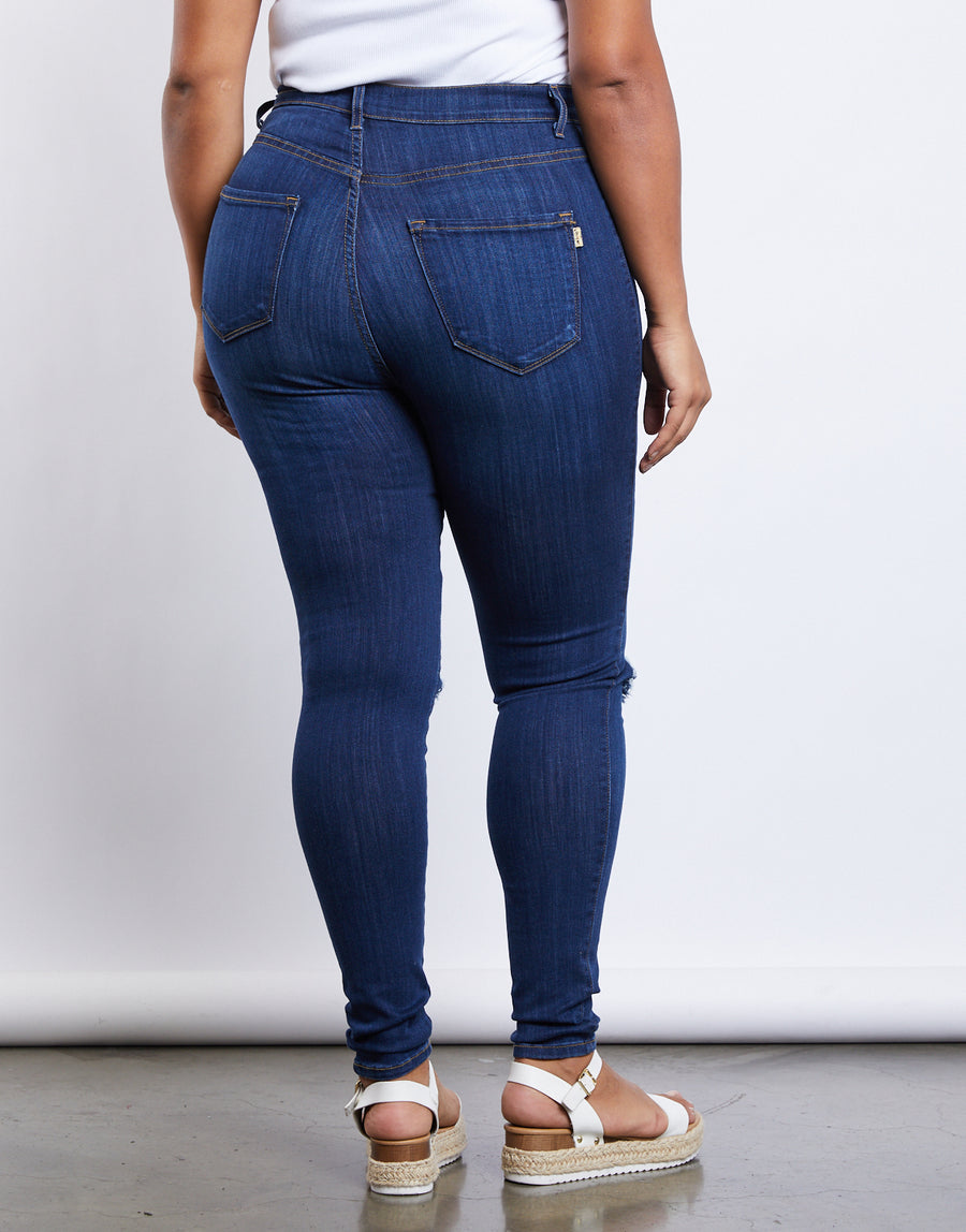 Curve Ripped Knee Skinny Jeans Plus Size Bottoms -2020AVE