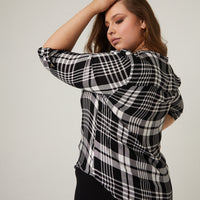 Curve Rory Plaid Top Plus Size Tops Black 1XL -2020AVE