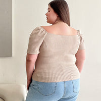 Plus Size Ruched Ribbed Tie Top Plus Size Tops -2020AVE