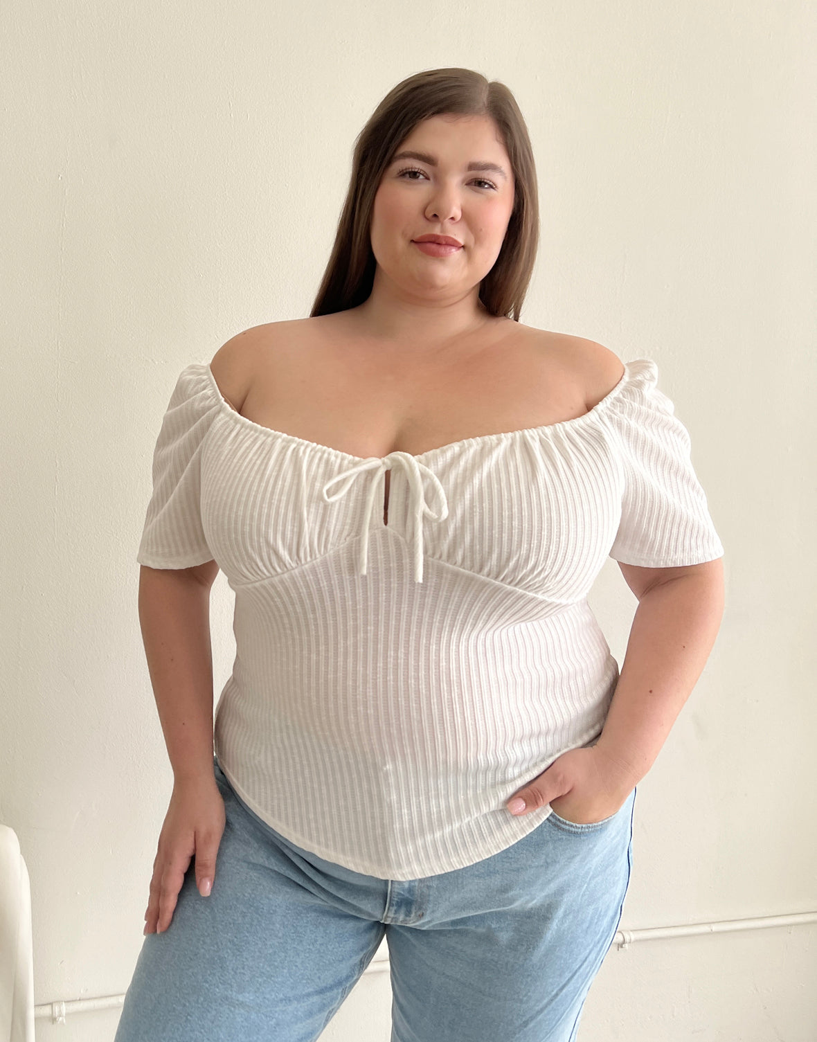 Plus Size Ruched Ribbed Tie Top – 2020AVE
