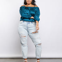 Curve Satin Ruffle Top Plus Size Tops -2020AVE