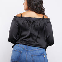Curve Satin Ruffle Top Plus Size Tops -2020AVE