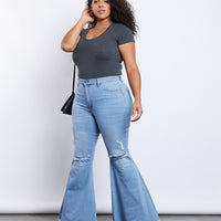 Curve Scoop Neck Tee Plus Size Tops -2020AVE