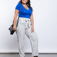 Curve Scoop Neck Tee Plus Size Tops Royal Blue 1XL -2020AVE