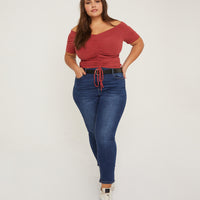 Curve Scrunched Up Tee Plus Size Tops Rust 1XL -2020AVE