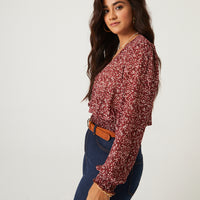 Curve Sheer Smocked Floral Top Plus Size Tops -2020AVE