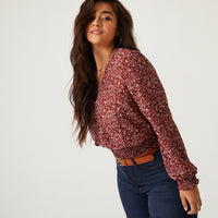 Curve Sheer Smocked Floral Top Plus Size Tops -2020AVE