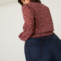 Curve Sheer Smocked Floral Top Plus Size Tops -2020AVE