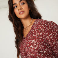 Curve Sheer Smocked Floral Top Plus Size Tops -2020AVE