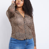 Curve Sheer Leopard Top Plus Size Tops -2020AVE