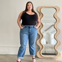 Plus Size Simple High Rise Mom Jeans Plus Size Bottoms Blue 14 -2020AVE