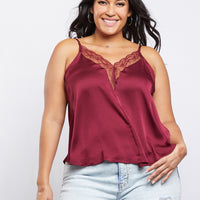 Curve Sleepless Nights Cami Plus Size Tops Wine 1XL -2020AVE