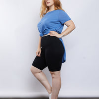 Curve Ribbed Bike Shorts Plus Size Bottoms -2020AVE