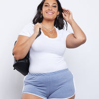 Curve Striped Sporty Shorts Plus Size Bottoms -2020AVE