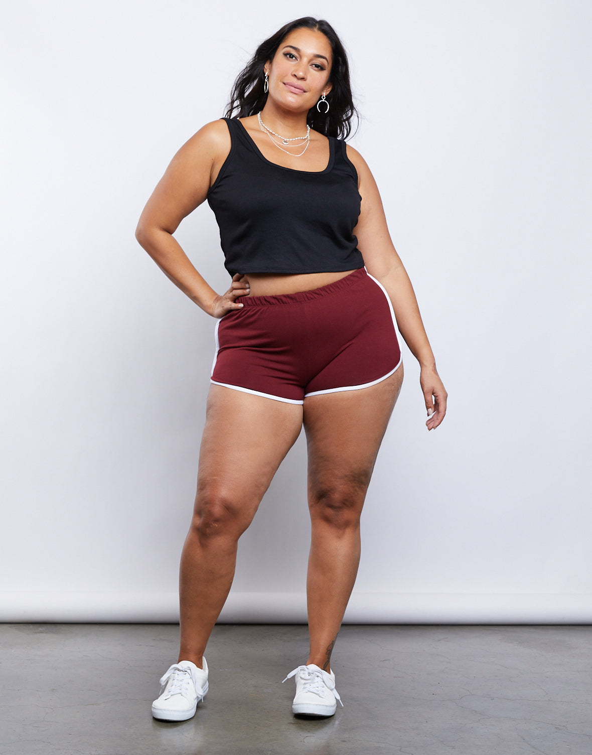 Plus Size Striped Sporty Shorts