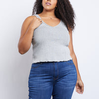 Curve Sun Daze Tank Plus Size Tops Gray 1XL -2020AVE