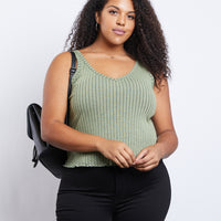 Curve Sun Daze Tank Plus Size Tops Olive 1XL -2020AVE