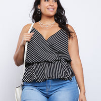 Curve Surplice Peplum Top Plus Size Tops -2020AVE