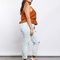 Curve Surplice Peplum Top Plus Size Tops -2020AVE