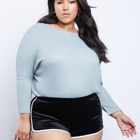 Curve Velvet Dolphin Shorts Plus Size Bottoms -2020AVE