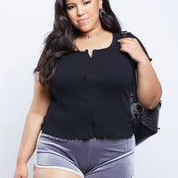 Curve Velvet Dolphin Shorts Plus Size Bottoms -2020AVE