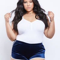 Curve Velvet Dolphin Shorts Plus Size Bottoms -2020AVE