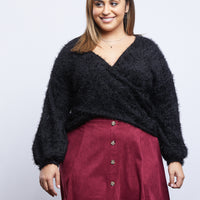 Curve A-Line Skirt Plus Size Bottoms Burgundy 1XL -2020AVE