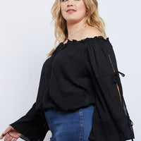 Curve Alana Long Sleeve Top Plus Size Tops Black 1XL -2020AVE