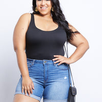 Curve Alex Midi Shorts Plus Size Bottoms Medium Blue 1XL -2020AVE