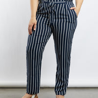 Curve Amelia Pinstriped Pants Plus Size Bottoms -2020AVE