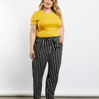 Curve Amelia Pinstriped Pants Plus Size Bottoms Black 1XL -2020AVE