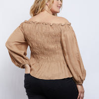 Curve Amy Smocked Long Sleeve Top Plus Size Tops -2020AVE