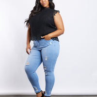 Curve Annabelle Lace Trim Top Plus Size Tops -2020AVE