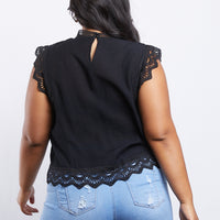 Curve Annabelle Lace Trim Top Plus Size Tops -2020AVE