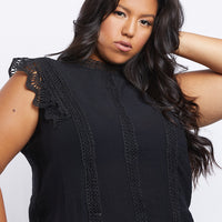 Curve Annabelle Lace Trim Top Plus Size Tops -2020AVE