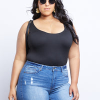 Curve Avery Sleeveless Bodysuit Plus Size Tops Black 1XL -2020AVE