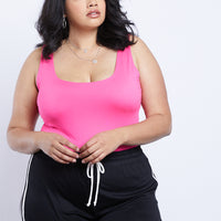 Curve Avery Sleeveless Bodysuit Plus Size Tops Fuchsia 1XL -2020AVE